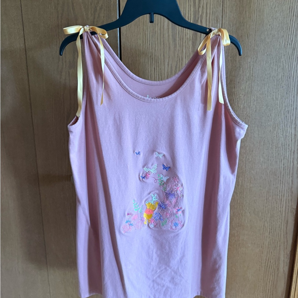 Pink Sleeveless Top with Embroidered Design